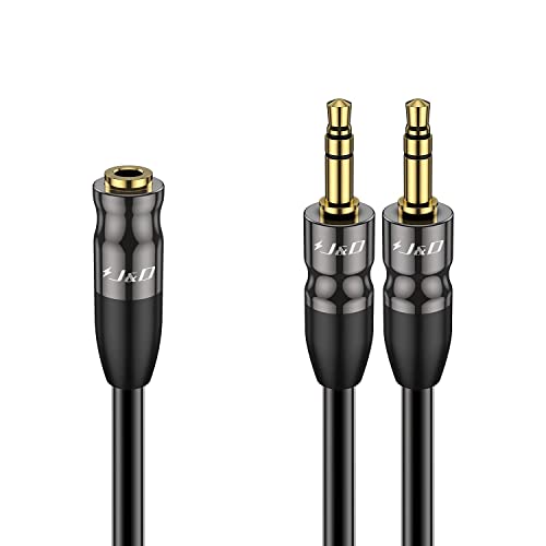 J&D 3.5 mm to 2X 3.5 mm Cable, Gold Plated Joint Copper Shell Heavy Duty 3.5mm 1/8 inch TRS Female to Dual 3.5 mm 1/8 inch TRS Male Y-Splitter Stereo Audio Adapter Cable, 6.6 Feet - size: 6.6 Feet