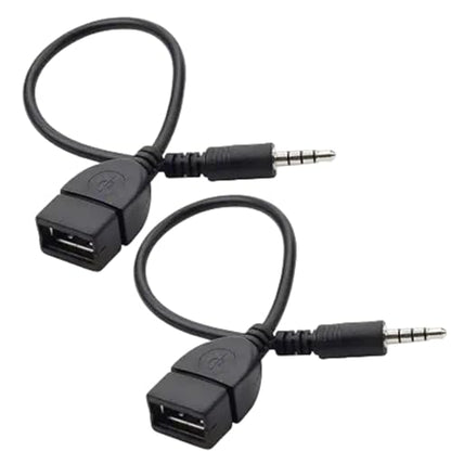 BWESOO 2Pcs Black USB to AUX Adapter Cable,3.5mm Male AUX Plug to USB 2.0 Female Converter Adapter Cable Cord for Car Aux Port 20cm/8-inch Length Black OTG Adapter Accessories