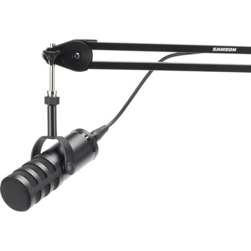 SAMSON Q9U XLR/USB Dynamic Broadcast and Podcasting Microphone Bundled with 20ft XLR Cable + Pop Filter + Microphone Arm + Microfiber Cleaning Cloth (5 Items)