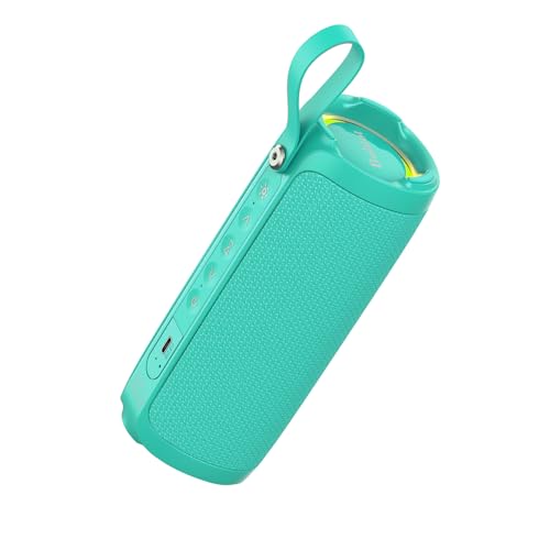 Bobtot Portable Bluetooth Speaker 15W, IPX6, Green | TWS Pairing, 15H Playtime, RGB, Powerful Sound with Dual Bass for Outdoor, Party, Shower, Camping, Travel - color: Teal