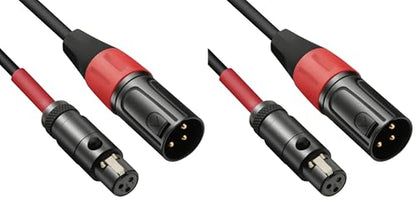 3 Pin Mini XLR Female (TA3F) to Regular XLR Male Pro Lapel Microphone Cable - 3.3ft (Pack of 2) - size: 3.3 feet (Pack of 2)