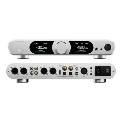 Topping DX9 Discrete Full Balanced DAC Headphone Amplifier Combo, 10000mW x 2 Amp with AK4118 XU-316 DSD512, USB/Bluetooth/2*Opt/2*Coax/AES/IIS Input, XLR/RCA 6.35mm/4.4mm/4-PIN XLR Output, Silver - color: Silver