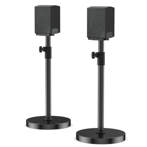 Heavy Duty Speaker Stand Pair for Samsung Q990H/Q990F/Q930H/Q930F/Q990D/Q930D | Adjustable Clamp for Depth 5"–11" Samsung Speaker Stand, Tool-Free Height Extend 33.5"–40.5", Built-in Cable Management - style: Speaker Floor Stand