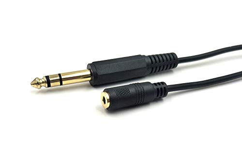 3.5mm to 6.35mm Audio Cable Golden Plated 1/8 inch Female to 1/4 inch Male TRS Stereo Audio Jack Converter Adapter Extension Wire Cord 5FT/1.5M(3.5F-6.35M)