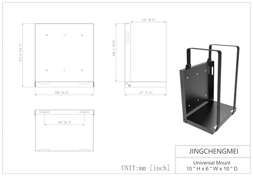 Universal Computer Wall Mount Bracket 10.7" H x 7" W x 9.8" D | Adjustable Strap Steel Computer Case Open Frame Holder for CPU, UPS, Computer Cases or Other Electronic Devices
