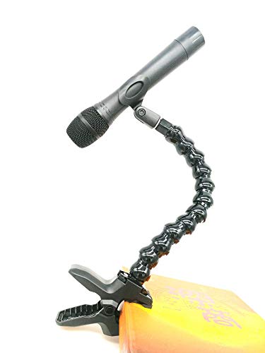 Table Mic Clamp Grip with 5/8"-27 Thread Gooseneck Extension Mount Holder for Microphones - Work for any Music Stand, Microphone Stand and Tripods