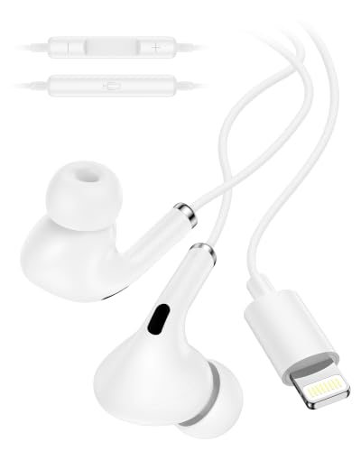 Wired Lightning Ear Buds for iPhone 14 13, Apple Pods Headphones Earphones | i Phone 14+ 14Pro 13 12 11 Pro Max Plus Lightening Connector, Ear phones with Microphone Lighting Air Pods Airpods - color: Wired Ear Buds-White