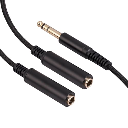 1/4 TRS Stereo Audio Cable for Guitar or Mixer with Jack Output, 1 FT, 1 Pack, Black, Splitter Y Adapter, 6.35mm Male to Dual 6.35mm Female Jack Cable - size: 1 FT 1 Pack, style: 1/4 TRS Stereo Audio Cable