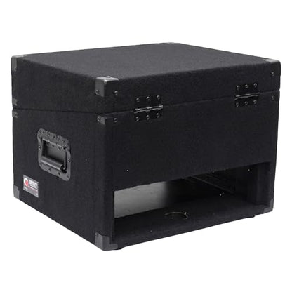 Odyssey CXC902 Econo Carpeted Combo Rack: 9u Top, 2u Bottom | Mount a mixer up high and amps down low, plush covering, 19 inch rails, one-piece mobile rig for gigs and events