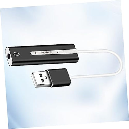 OSALADI USB External Sound Card with Surround Sound for Mic and Earphone Adjustable Volume for Computer Use Black