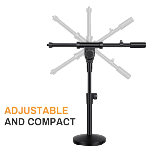 AODSK Desktop Mic Stand,Height Adjustable,Compatible with Most Microphones | Effortless Height Adjustment (8–16 Inches),Universal Clip Fits All Standard Mics,Perfect for Home Studios and Live Streams