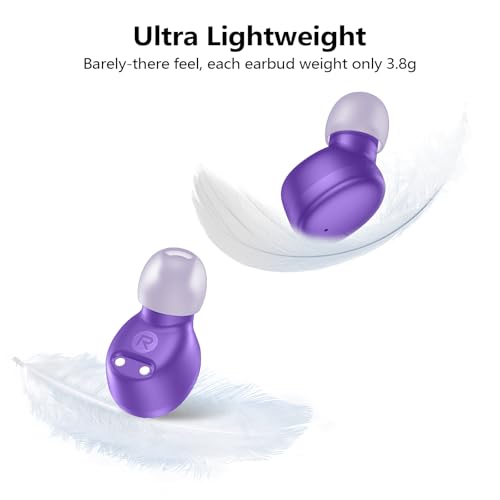 kurdene Wireless Earbuds Bluetooth 5.3 Light Weight in Ear Headphones | Premium Sound Bass Ear buds with Charging Case,Touch Control,Built in Mics Headset,Clear Calls for Sports Workout Purple - color: Purple
