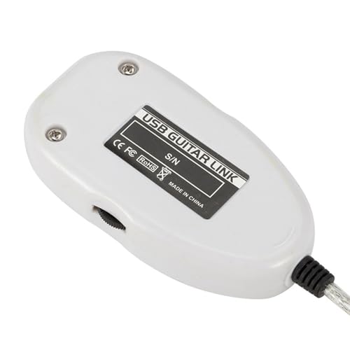 Walfront Guitar USB Audio Interface Adapter Recorder for PC with Stereo Headphone Output USB Powered for Monitoring with Active Monitor Speakers (White)