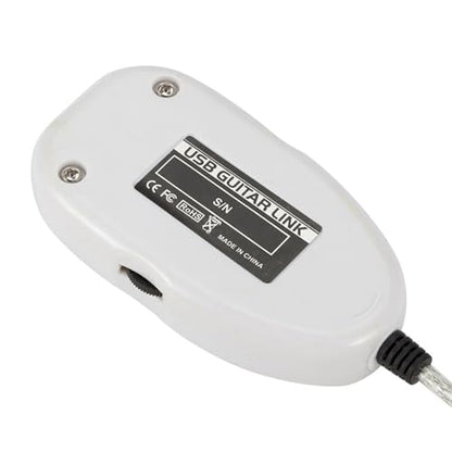 Walfront Guitar USB Audio Interface Adapter Recorder for PC with Stereo Headphone Output USB Powered for Monitoring with Active Monitor Speakers (White)
