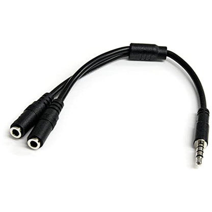 StarTech.com Headset Adapter, Microphone and Headphone Splitter - 3.5mm Male Aux to 3.5mm Female Audio & Mic Combo Jack Y Cable for Laptop / PC (MUYHSMFF) Black | 3.5mm Male Aux to 3.5mm Female Audio & Mic Combo Jack Y Cable for Laptop / PC, Microphone an