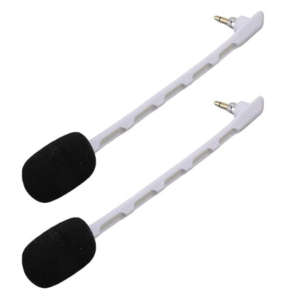 Yunseity 2pcs Replacement Microphones for Astro TR Headset Detachable Boom Mic with Noise Cancelling Clear Sound Gold Plated 3.5mm Plug (White) - color: White