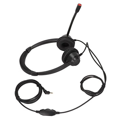 AstraLoom 2.5mm Business Headset Binaural Corded Headphones with HD Microphone for Call Center Telemarketing Home Office Black ABS H390D2.5VA