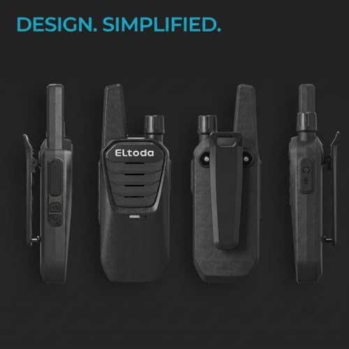 E02 Portable Walkie Talkies Long Range Rechargeable Two Way Radio | FRS, 16 Channels, USB-C Charging, 1020mAh, IP55, Vox, Keylock, Lightweight, Compact, Adults, Woring, Hiking, Camping