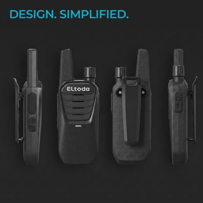 E02 Portable Walkie Talkies Long Range Rechargeable Two Way Radio | FRS, 16 Channels, USB-C Charging, 1020mAh, IP55, Vox, Keylock, Lightweight, Compact, Adults, Woring, Hiking, Camping