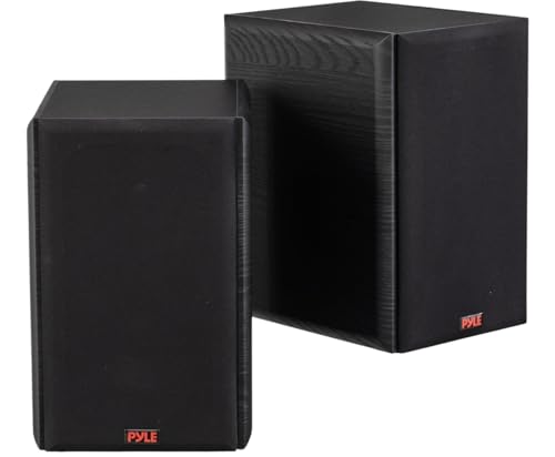 Pyle 5.25” Wired Bookshelf Speakers Pair – 2-Way HiFi Home Theater Speakers with Wall Mount Brackets, Paper Cone Woofer & Soft Dome Tweeter, Compact Stereo Speaker System, Black - color: Black, size: 5.25 inch