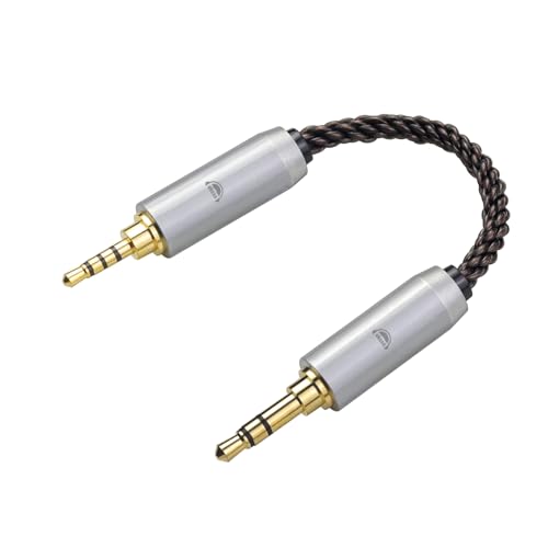 3.5MM Male to 2.5MM Male Ultra Short Hifil Male to Male AUX Audio Cable OFC Pair Recording Cable Wire-Breakage-Prevention Design Adoption of 8-Core Braided Structure 5.82 inch - size: 3.5MM Male - 2.5MM Male