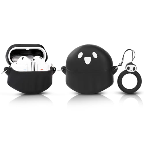 Case for Samsung Galaxy Buds 3 and for Galaxy Buds 3 Pro Earbuds with Carabiner, Silicone Charging Shockproof Protective Cover with Cartoon Skin Design for Man Woman Teen (BKghost) - color: BKghost