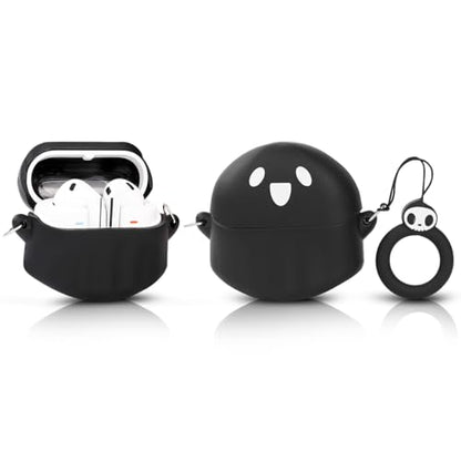 Case for Samsung Galaxy Buds 3 and for Galaxy Buds 3 Pro Earbuds with Carabiner, Silicone Charging Shockproof Protective Cover with Cartoon Skin Design for Man Woman Teen (BKghost) - color: BKghost