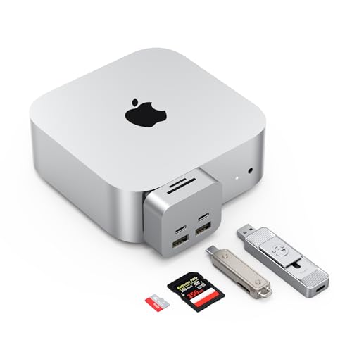 MiniPack Expansion Dock for Mac mini M4 | 6-Port USB-C Hub with Dual 10Gbps Adapters, 2 * 10G USB-C/ 2 * 10G USB-A/SD TF 3.0 Card Reader | High-Speed Data Transfer & Multi-Device Connectivity - color: Light gray