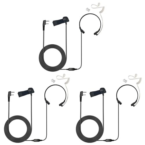 Professional Throat Mic with K1 Dual Pin Connector for Two Way Radio, Neck Mic PTT Headset for Baofeng UV-5R, BF-888S, Retevis H-777, RT22, Kenwood TK-340, Arcshel AR-5, HYT TC286 (3pack)