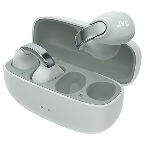 JVC Nearphones HANP1TH Open Ear True Wireless Headphones, Ice Gray | Bluetooth 5.3, 24H Playback, IPX4 Water Resistant, Built-in Mic, Ear Clip Design - color: Ice Gray