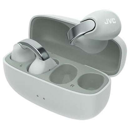 JVC Nearphones HANP1TH Open Ear True Wireless Headphones, Ice Gray | Bluetooth 5.3, 24H Playback, IPX4 Water Resistant, Built-in Mic, Ear Clip Design - color: Ice Gray