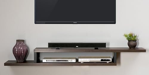 Asymmetrical Wall Mounted Wood TV Console Entertainment Center 72-inch Gray - color: Grey, size: 72"