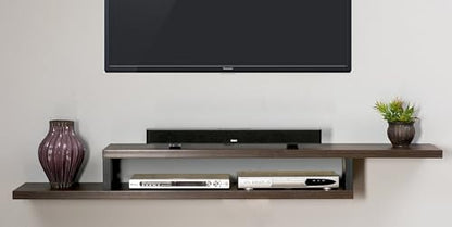 Asymmetrical Wall Mounted Wood TV Console Entertainment Center 72-inch Gray - color: Grey, size: 72"