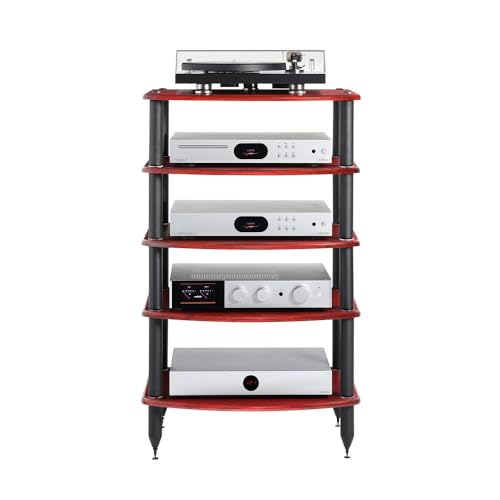 Pangea Audio Vulcan Five Shelf Audio Rack, Media Stand, and Components Cabinet 5 Shelf Rosenut Red - color: 5 Shelf Rosenut Red