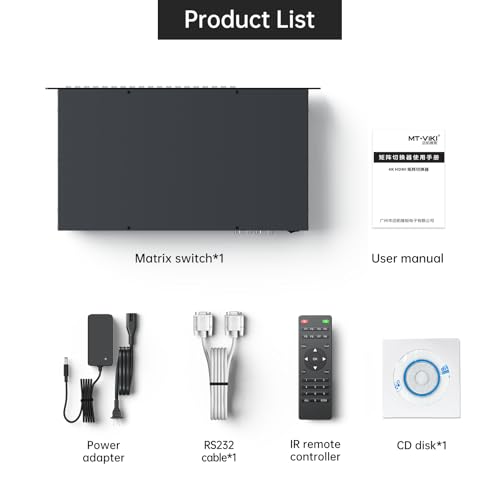 MT-VIKI 16X16 4K HDMI Matrix Switch Support Web GUI & 3.5mm Stereo Audio, 4K@30Hz, Rack Mount Switcher & Splitter, EDID, RS232, LAN Port, APP - size: 16X16 4K30Hz
