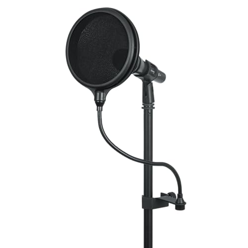 Gator Frameworks Split Level Double Layered Pop Filter with Attachment Clamp; Fits Most Standard Microphone Stands (GM-POP Filter) - style: Double Layer Pop Filter