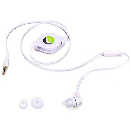 Headphone Retractable Mono Earphone Compatible with Amazon Fire HD 7 (2014 Release),(2012 Release),8 Plus (2022 Release),(2020 Release) - 3.5mm w Mic Headset Handsfree Earbud Earpiece P1J