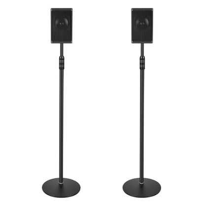 Speaker Stands, Adjustable Height from 33" to 48", 2 Packs | All Metal Speaker Stands Pair for Small Speakers，Holds up to 8.8 lbs,Easy DIY Assembly,HD-718,Black
