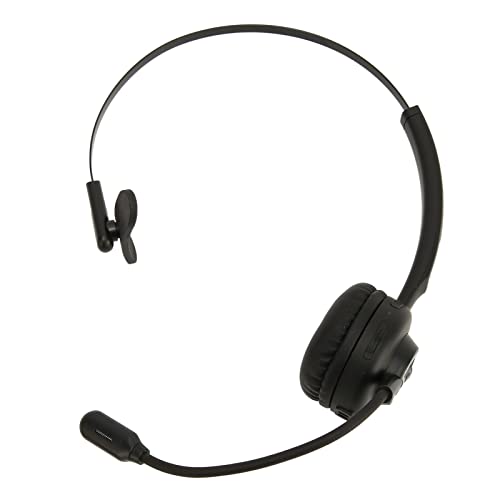 Wireless Headset with Mic, Single Ear Trucker Bluetooth Headset with Charging Base, for PC Laptop Phone Tablets