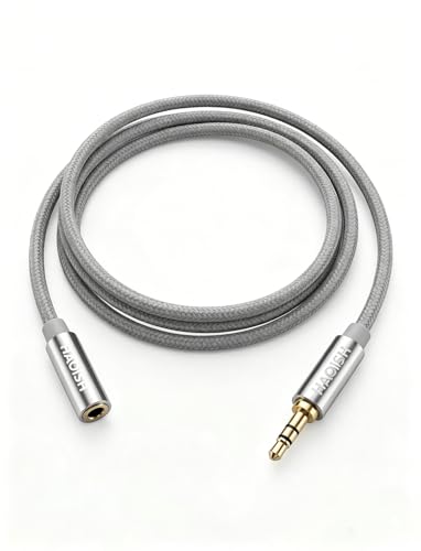 3.5mm Headphone Extension Cable 50FT, Male to Female TRS Stereo Cord | 1/8 Stereo Jack Cable Extender,24K Gold-Plated, Dual Shielding, Nylon Braided for Smartphones, Tablets, Media Player - size: 50FT