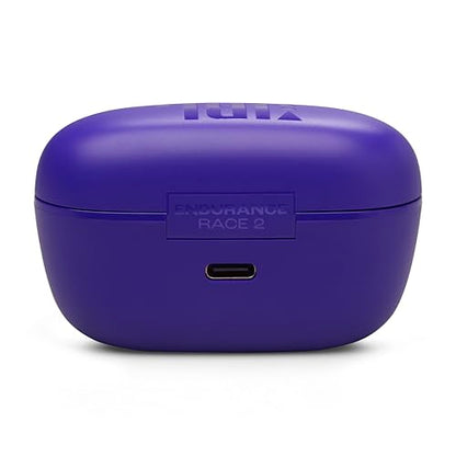 JBL Endurance Race 2 - Waterproof (IP68) sports true wireless earbuds with 4 mics for crisp, clear calls, JBL Pure Bass sound, 48Hrs of Playback, plus speed charging & Active Noise Cancelling (Purple) - color: Purple