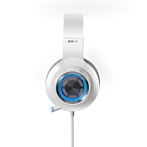 Edifier G4 USB Gaming Headset with Virtual 7.1 Surround Sound, Retractable Boom Microphone, LED Lights Mesh Open Back Adjustable Video Games for PC, Laptop, desktops - White