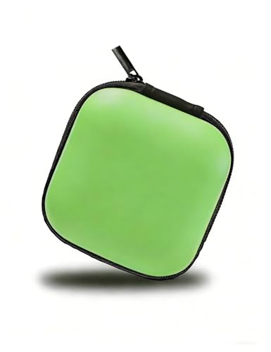 MAS CARNEY Earphone Case, Headphone Earbud Hard Protective Carrying earplug Case Bag for Wired Earphones MP3 Small Items - color: Green, style: Square
