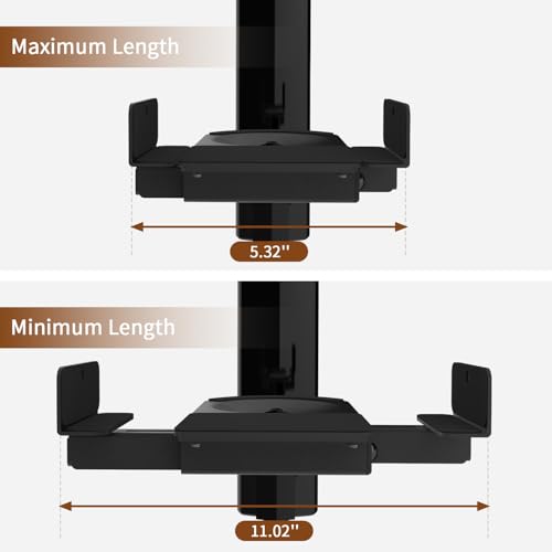 Speaker Wall Mounts,Adjustable Swivel & Tilt,55 Lbs,1Pair Black | Dual Side-Clamping Bookshelf Speaker Stands with 360° Swivel & ±7° Tilt,Fits 5.3"-11.0" Wide,55 lbs Capable,Includes Hardware