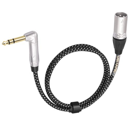 6FT Right Angle 1/4 TRS to XLR 3Pin Male Audio Cable,3Pin XLR Male to 6.35mm 90 Degree Turn TRS Active Speaker Signal Cable - size: 6Feet