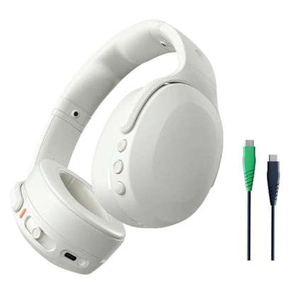 Skullcandy Crusher Evo Wireless Bluetooth Headphones with Extra USB-C Charging Cable, Multi-Sensory Bass, Noise Isolating Over-Ear Fit, 40 Hours Battery, Microphone for iPhone Android - Bone - color: Bone