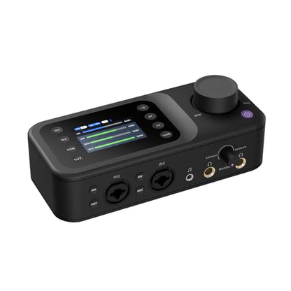 NearStream AMIX40U 10-Channel USB Audio Interface and Audio Mixer for PC | Dual XLR/6.35mm Inputs with 48V Phantom Power, Bluetooth 5.3, a 2-inch LCD for Podcast Recording and Live Streaming