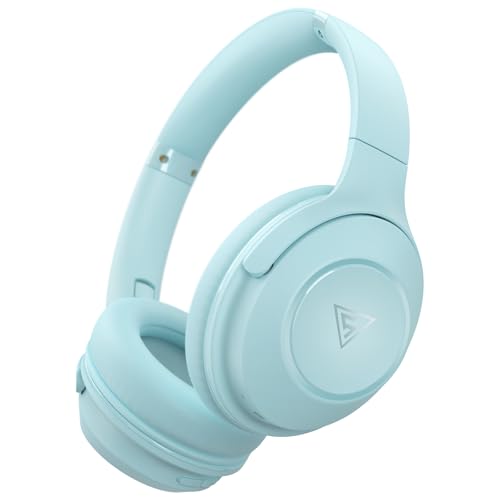 DOQAUS Bluetooth Headphones Over Ear, 70H Playtime,3 EQ Modes, with ENC Mic | HiFi Stereo Sound, Deep Bass, Soft Memory Foam Earpads, Headphone Wireless for Phone PC Travel Home Office, Blue - color: Light Blue
