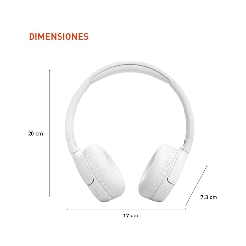 JBL Tune 670NC - Adaptive Noise Cancelling with Smart Ambient Wireless On-Ear Headphones, Up to 70H Battery Life with Speed Charge, Lightweight, Comfortable and Foldable Design (White) (Renewed)