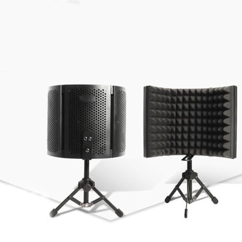 MAGICLULU Microphone Windshield Isolation Shield with Absorbent Foam, Small Three-panel Soundproof Mic Cover with Desktop Stand for Studio Recording and Vocal Noise Reduction